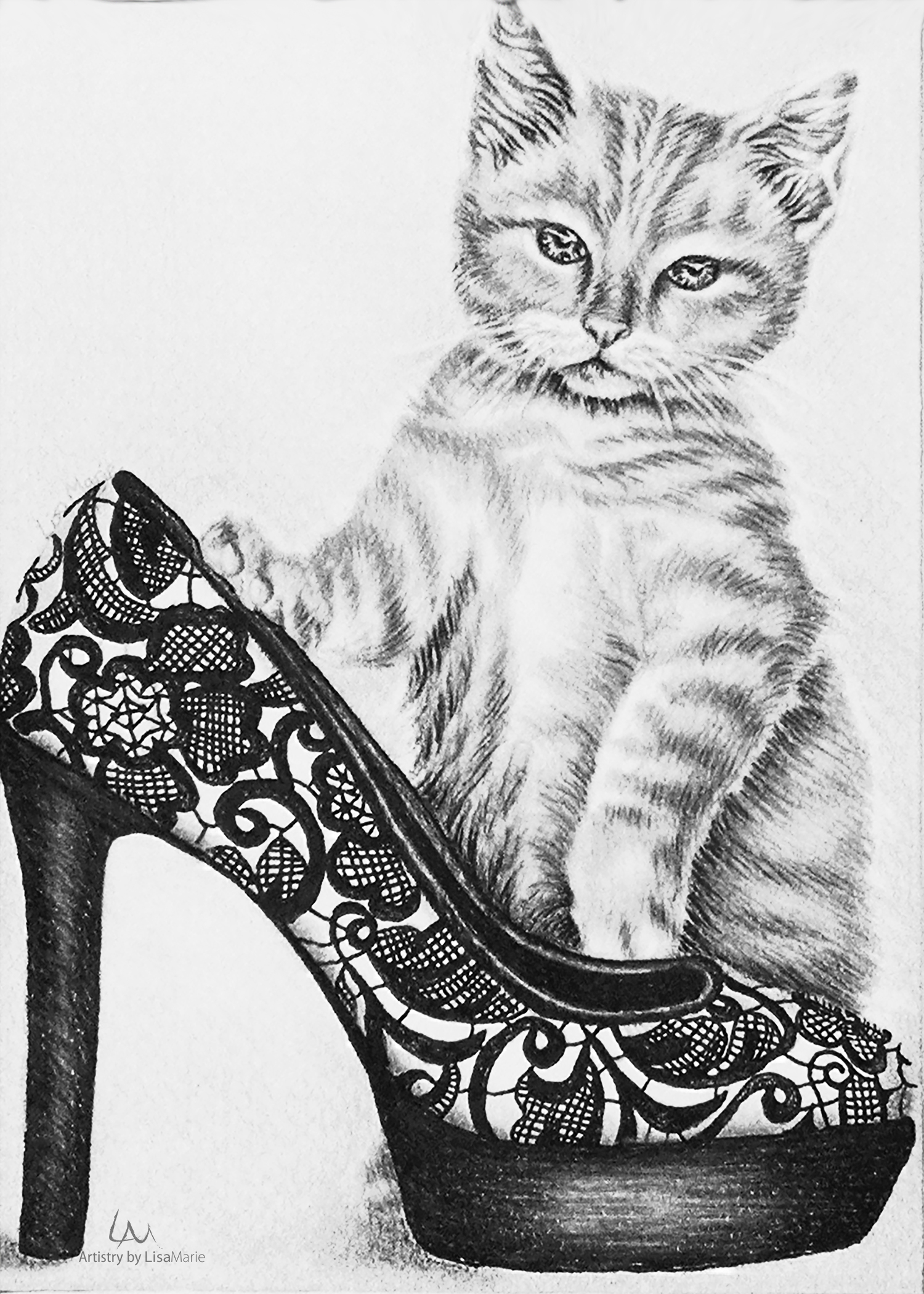 CatWithShoe_5x7_Coloring – Artistry By Lisa Marie