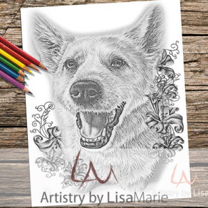 Dog Sitting With Lilies Coloring Page