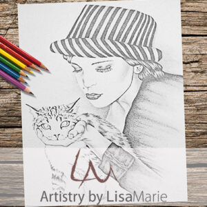 Girl With Cat Coloring Page