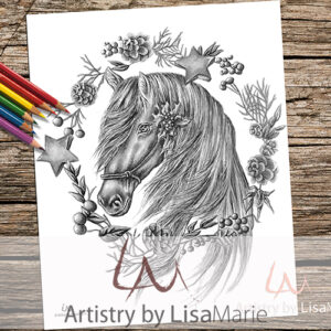 Horse With Wreath Coloring Page
