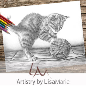 Kitten With Yarn Ball Coloring Page