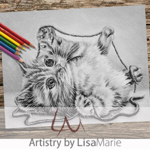 Kitten With Yarn Coloring Page