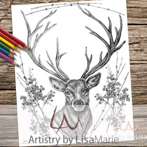 Stag With Twigs Coloring Page
