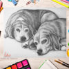 Two Beagles Resting Coloring Page