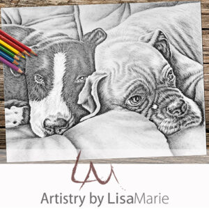 Two Dogs Resting Coloring Page