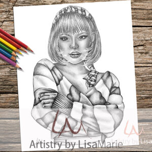 Woman In Stripes Coloring Page