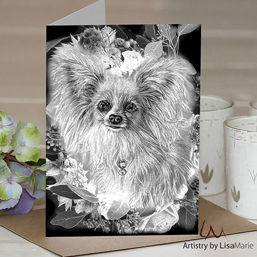 Papillon With Flowers Card
