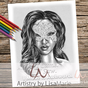 Woman With Lace Mask Coloring Page