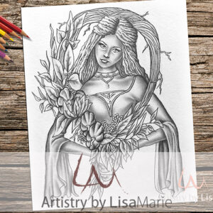 Fall Harvest Woman Coloring Page