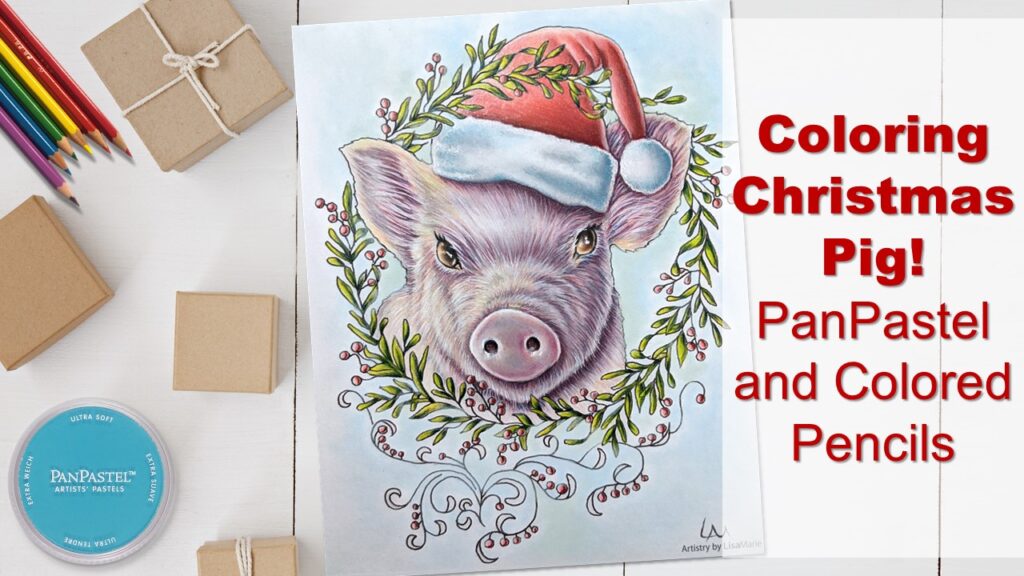 christmas pig coloring page