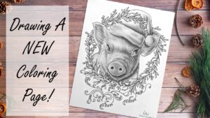 christmas pig coloring page