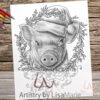 Christmas Pig Coloring Page