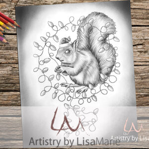 Christmas Squirrel Coloring Page