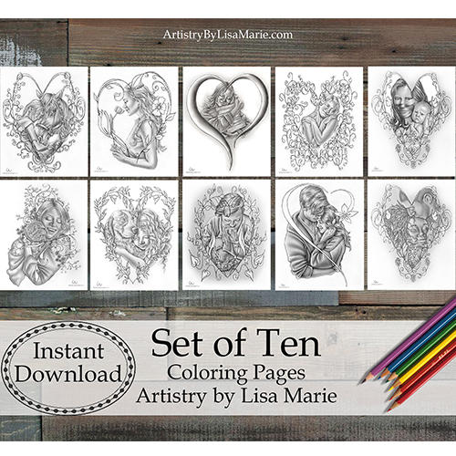 Passionate Palette: Heart Themed 10 Reverse Coloring Pages Bundle