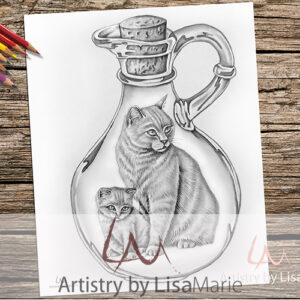 mom cat and kitten coloring page