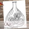 Dog Mom and Puppy In Bottle Coloring Page