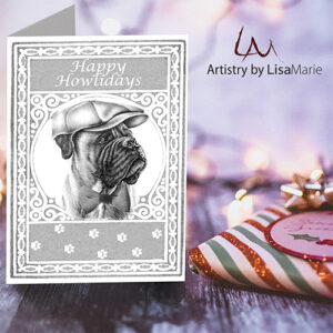 printable christmas card boxer in hat