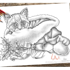 Christmas Cat Coloring Page