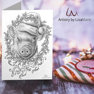 Printable Holiday Card With Christmas Pig
