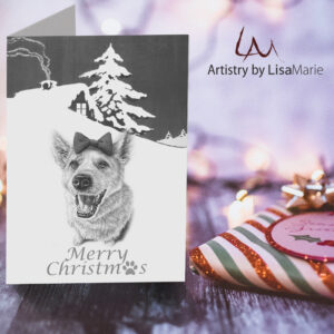 Printable Holiday Card Dog Under Bow