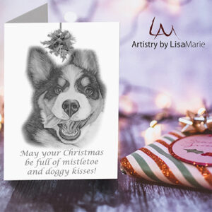 Printable Holiday Card Dog Under Mistletoe
