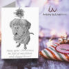 Printable Holiday Card Mastiff Under Mistletoe