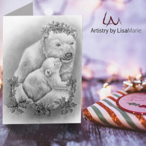 Printable Holiday Card Polar Bear Mom And Cub