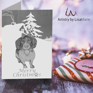 Printable Holiday Card Spaniel With Bow