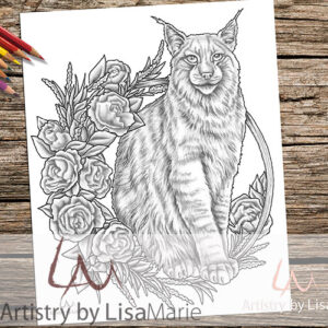 Lynx in wreath coloring page