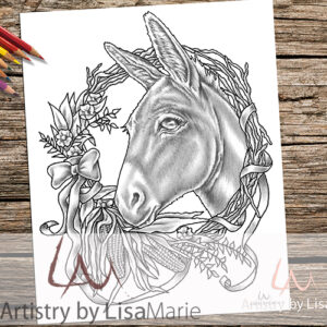 Donkey in wreath coloring page