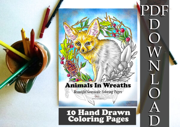 Animals in wreaths coloring page bundle