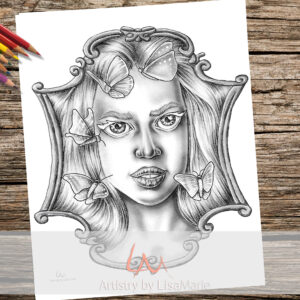 Butterfly woman printable coloring page